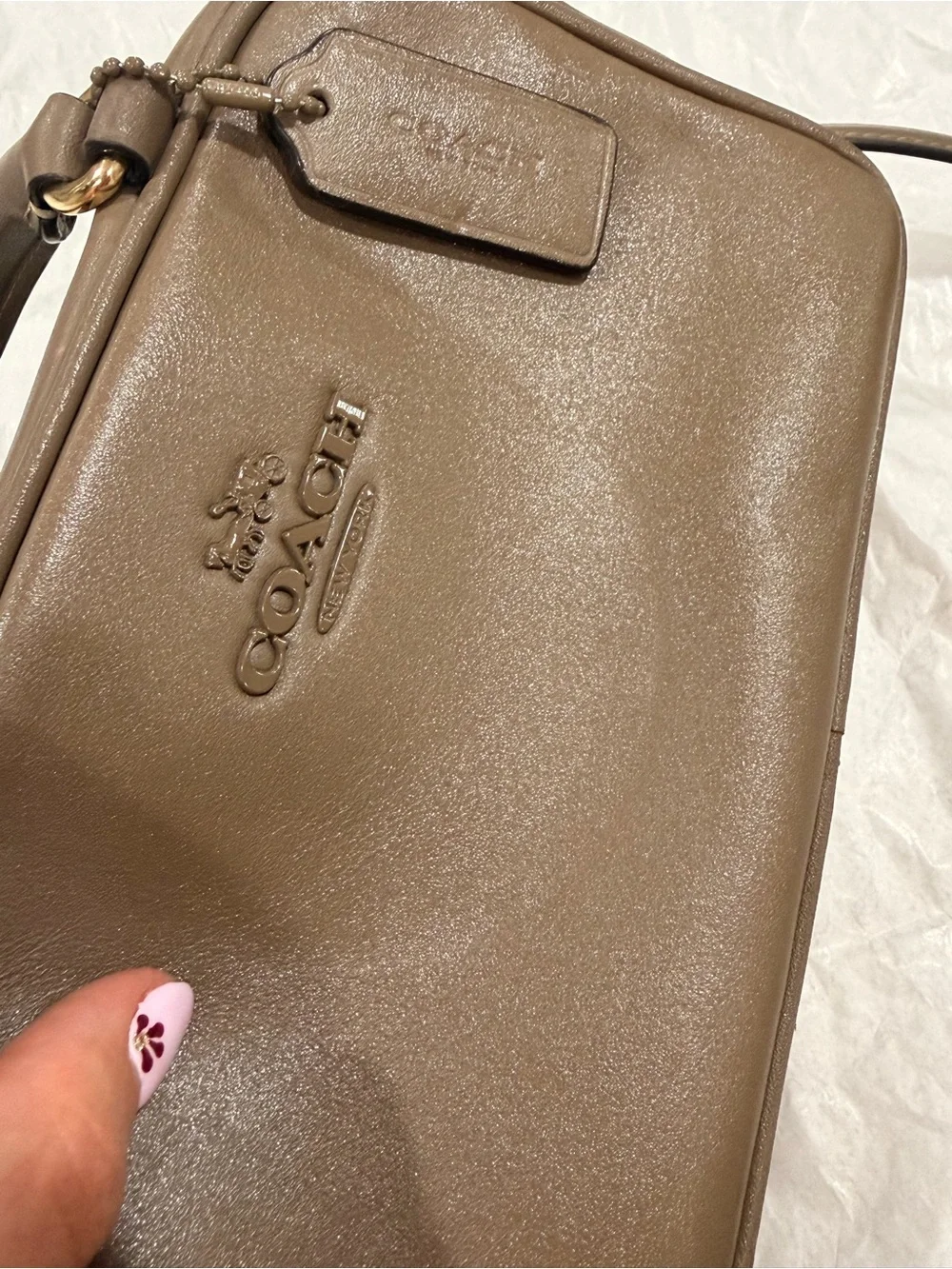 COACH Brown Leather Mini Satchel Crossbody with Gold-Tone Hardware